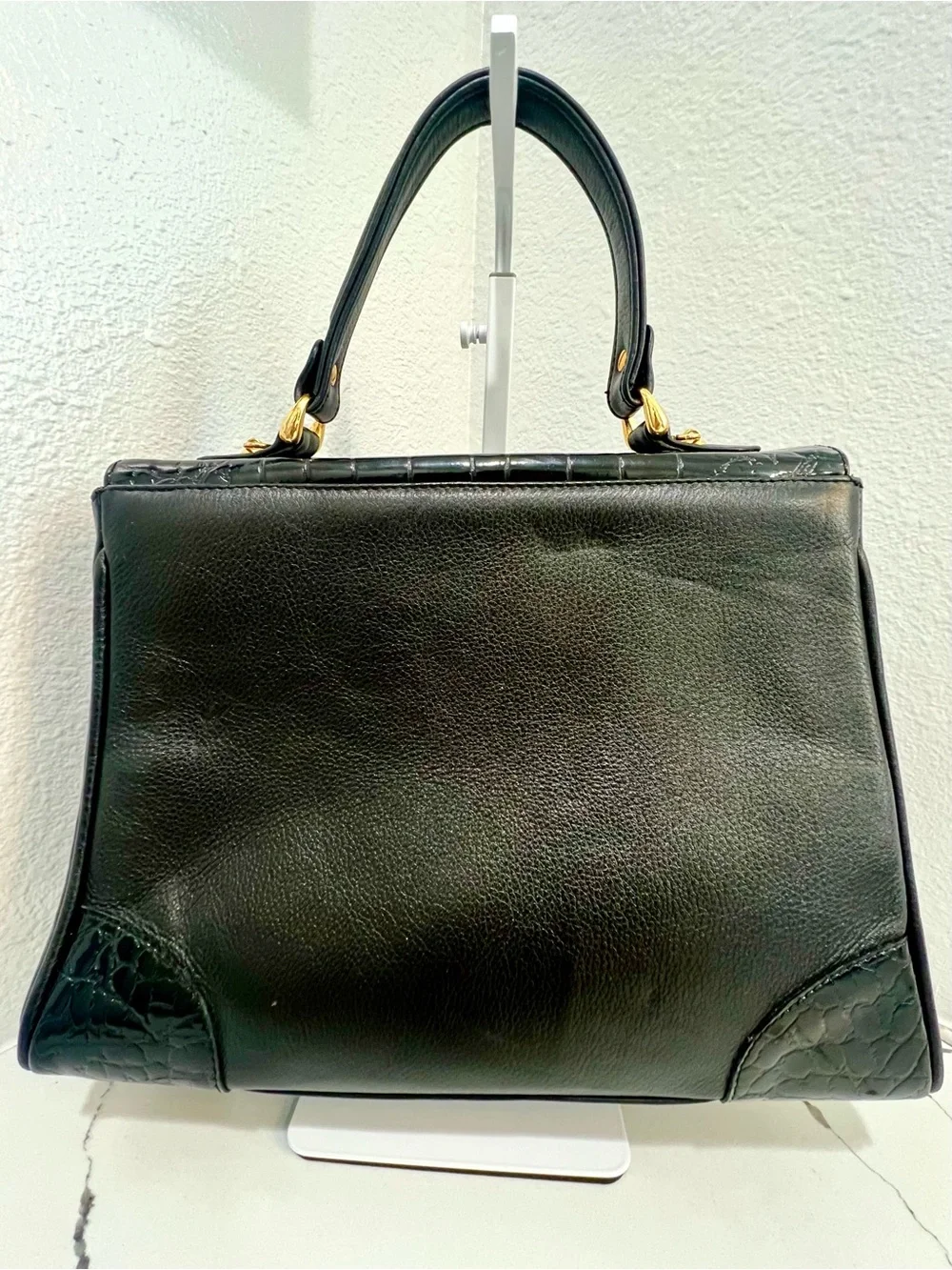 Due Fratelli Genuine Leather Kelly Style Satchel Crossbody Black Made in Canada